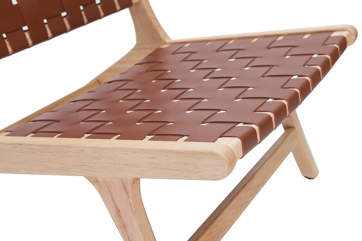 Miliboo Sessel aus Holz mit geflochtenen Riemen in Braun BONDI* Design-sessel|Sessel