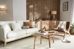 Miliboo Sessel aus Holz mit geflochtenen Riemen in Braun BONDI* Design-sessel|Sessel