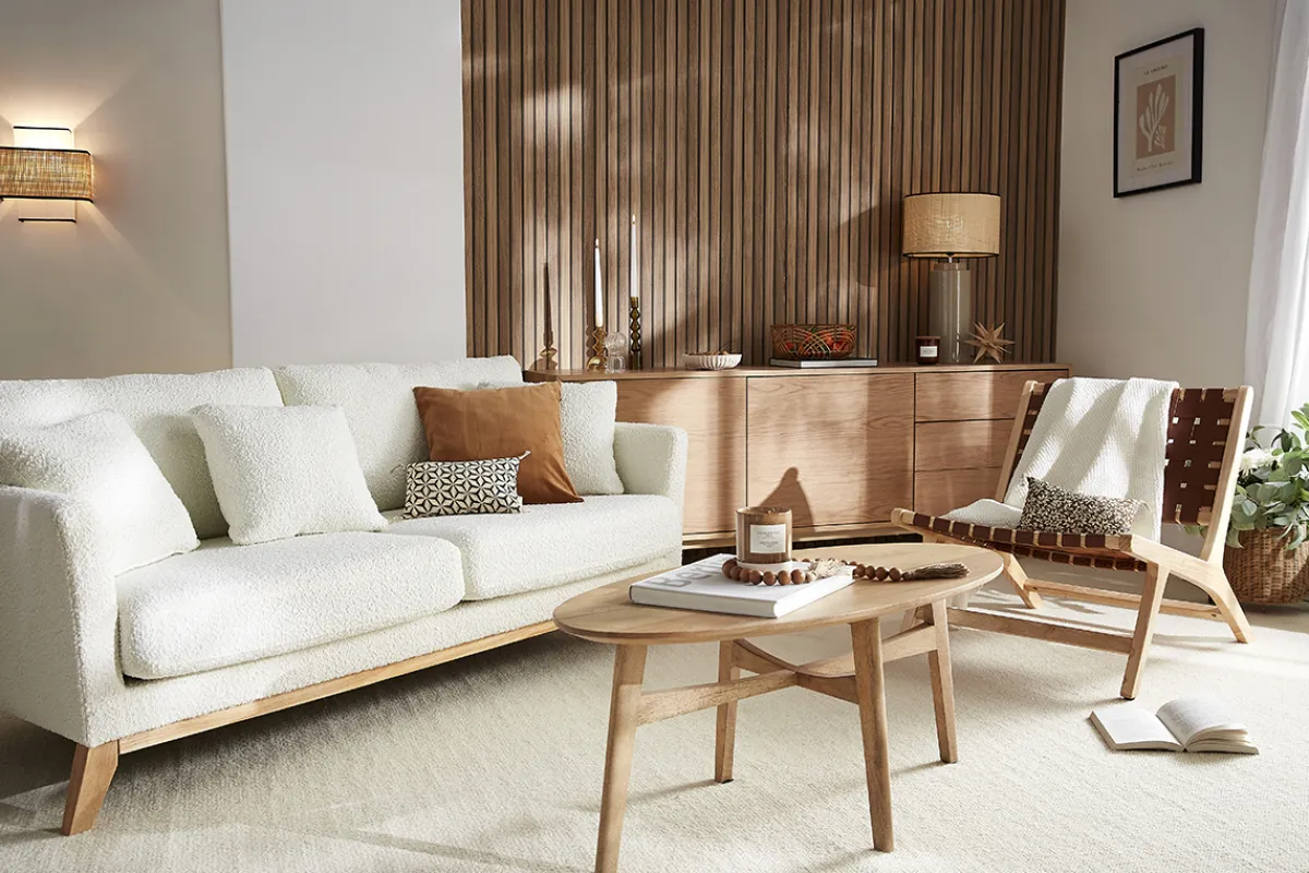 Miliboo Sessel aus Holz mit geflochtenen Riemen in Braun BONDI* Design-sessel|Sessel