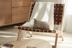 Miliboo Sessel aus Holz mit geflochtenen Riemen in Braun BONDI* Design-sessel|Sessel