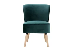 Miliboo Sessel aus petrolblauem Samt und hellem Holz KAHLO* Design-sessel|Sessel