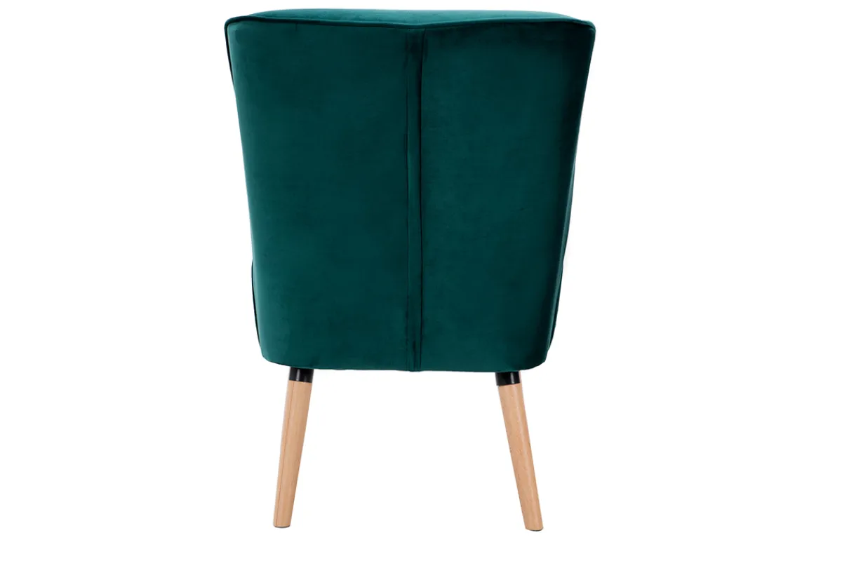 Miliboo Sessel aus petrolblauem Samt und hellem Holz KAHLO* Design-sessel|Sessel