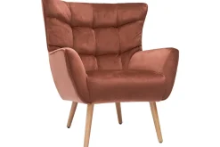 Miliboo Sessel aus rotem Samt und massivem Hevea AVERY* Design-sessel|Sessel