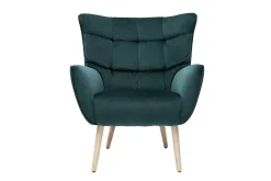 Miliboo Sessel aus Samt petrolfarben mit Holzfüßen AVERY* Design-sessel|Sessel