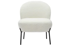 Miliboo Sessel aus Stoff mit Bouclé-Wolleffekt in Ecru und schwarzem Metall BELEY* Design-sessel|Sessel