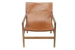 Miliboo Sessel aus Teakholz und hellbraunem Leder CHILLY* Design-sessel|Sessel