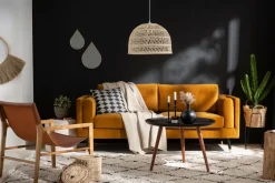 Miliboo Sessel aus Teakholz und hellbraunem Leder CHILLY* Design-sessel|Sessel