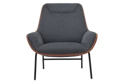 Miliboo Sessel braun mit dunkelgrauen strukturiertem Samtdesign MARCEAU* Design-sessel|Sessel