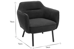 Miliboo Sessel dunkelgrauer Stoff mit Samteffekt LAURENS* Design-sessel|Sessel