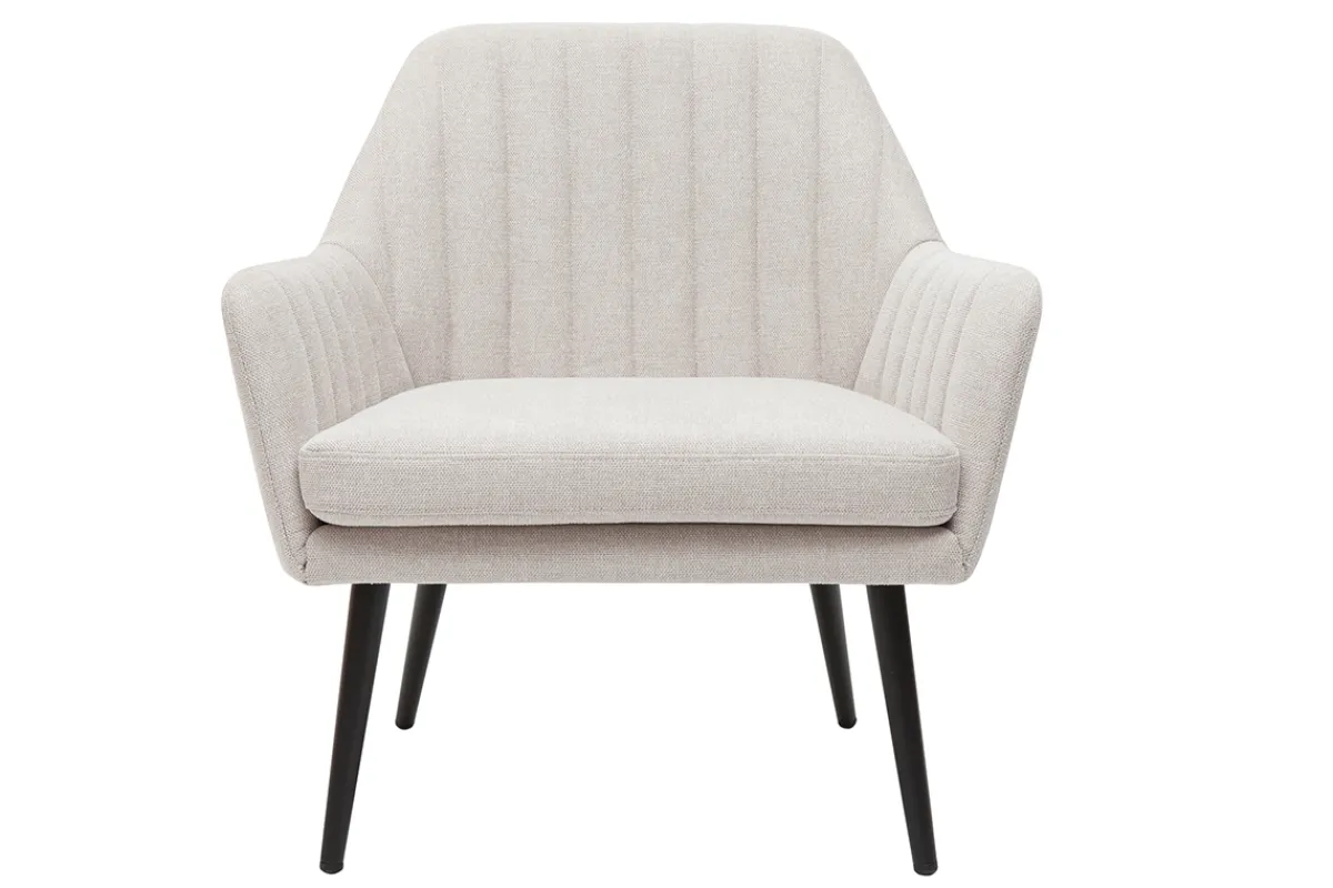 Miliboo Sessel im beigen Samtdesign mit Metallfuß GASTON* Design-sessel|Sessel