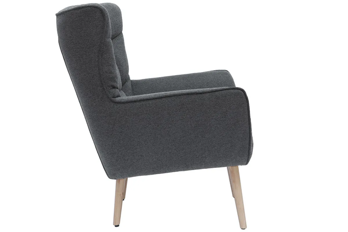 Miliboo Sessel im dunkelgrauen Samtdesign beige Holzfüße AVERY* Design-sessel|Sessel