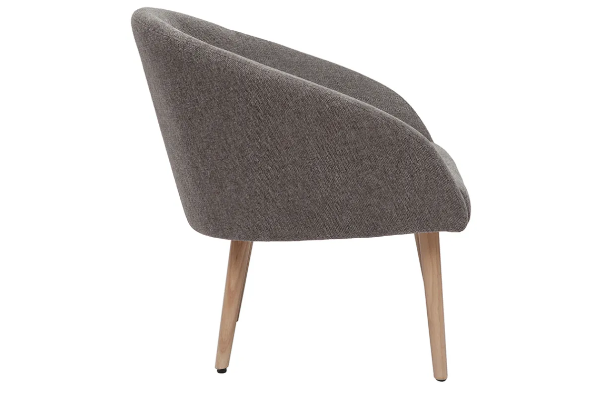 Miliboo Sessel im grauen Samtdesign mit hellen Holzfüßen OLIVIA* Design-sessel|Sessel
