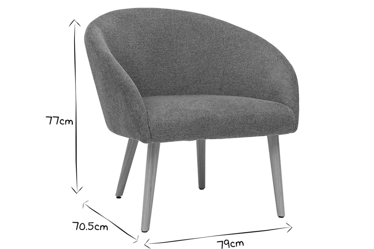 Miliboo Sessel im grauen Samtdesign mit hellen Holzfüßen OLIVIA* Design-sessel|Sessel