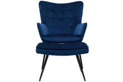 Miliboo Sessel mit blauer Samt-Fußstütze MOOD* Design-sessel|Sessel