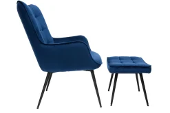 Miliboo Sessel mit blauer Samt-Fußstütze MOOD* Design-sessel|Sessel