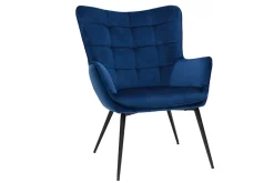 Miliboo Sessel mit blauer Samt-Fußstütze MOOD* Design-sessel|Sessel