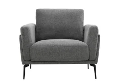 Miliboo Sessel mit grauem Stoff im Samtdesign Metallfüße MOSCO* Design-sessel|Sessel