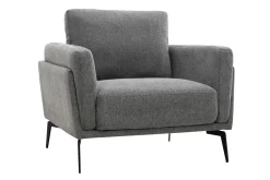 Miliboo Sessel mit grauem Stoff im Samtdesign Metallfüße MOSCO* Design-sessel|Sessel