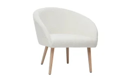 Miliboo Sessel mit weißem Stoffbezug mit Bouclé-Wolleffekt und hellen Holzbeinen OLIVIA* Design-sessel|Sessel