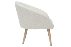 Miliboo Sessel mit weißem Stoffbezug mit Bouclé-Wolleffekt und hellen Holzbeinen OLIVIA* Design-sessel|Sessel