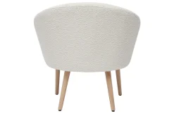 Miliboo Sessel mit weißem Stoffbezug mit Bouclé-Wolleffekt und hellen Holzbeinen OLIVIA* Design-sessel|Sessel