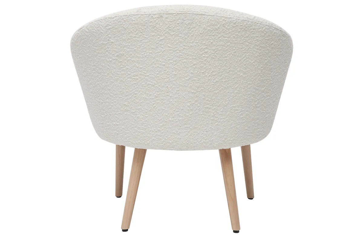 Miliboo Sessel mit weißem Stoffbezug mit Bouclé-Wolleffekt und hellen Holzbeinen OLIVIA* Design-sessel|Sessel
