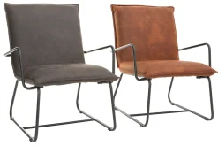 Miliboo Sessel PU Braun und Metallgestell Schwarz MERCY* Design-sessel|Sessel