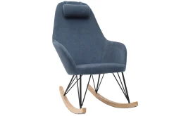 Miliboo Sessel Schaukelstuhl Samteffekt Blau Füße Metall und Holz JHENE* Design-sessel|Schaukelstühle