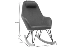 Miliboo Sessel Schaukelstuhl Samteffekt Blau Füße Metall und Holz JHENE* Design-sessel|Schaukelstühle