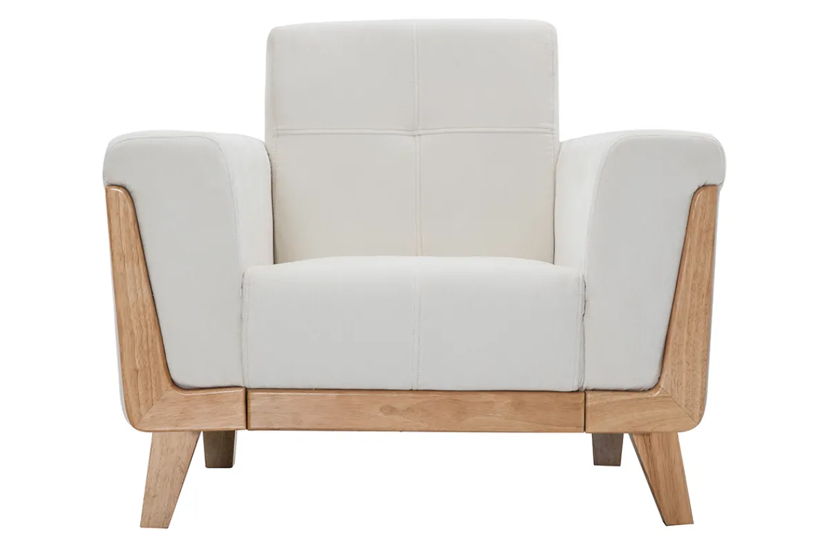 Miliboo Sessel skandinavisch Altweiß Holzbeine FJORD* Design-sessel|Sessel