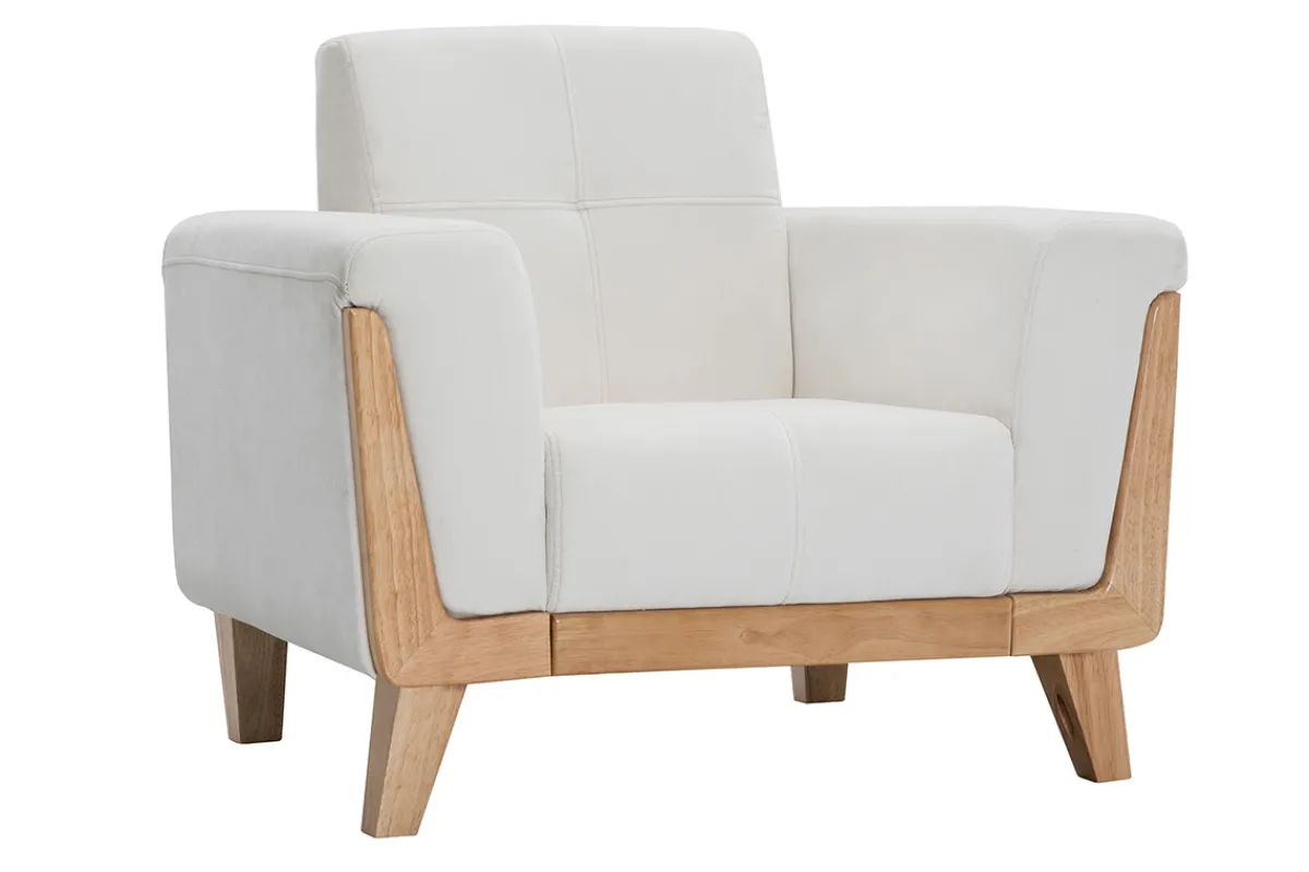Miliboo Sessel skandinavisch Altweiß Holzbeine FJORD* Design-sessel|Sessel