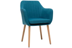 Miliboo Sessel skandinavisch Blaugrün und Füße aus Eichenholz ALEYNA* Design-sessel|Design-stühle