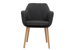 Miliboo Sessel skandinavisch Dunkelgrau und Füße aus Eichenholz ALEYNA* Design-sessel|Design-stühle