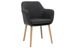 Miliboo Sessel skandinavisch Dunkelgrau und Füße aus Eichenholz ALEYNA* Design-sessel|Design-stühle