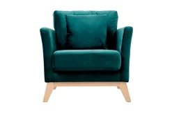 Miliboo Sessel skandinavisch Dunkelblau und Füße aus hellem Holz OSLO* Design-sessel|Sessel