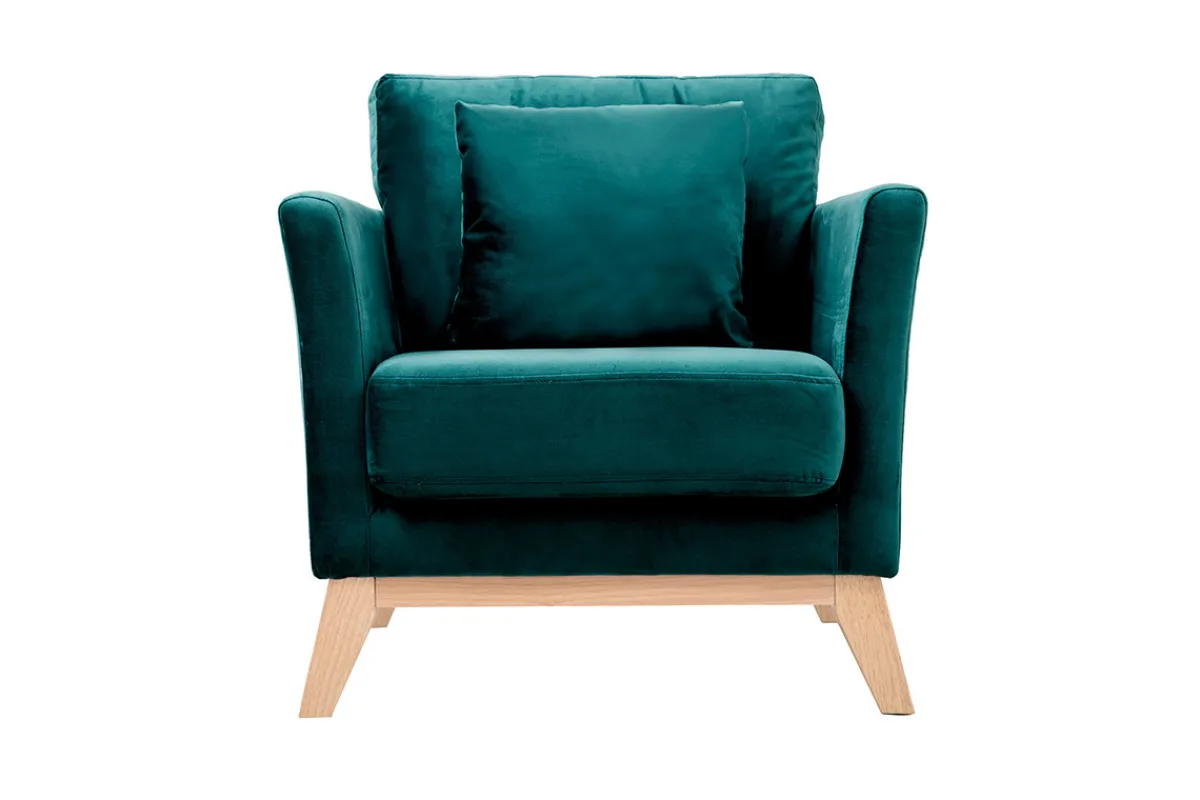 Miliboo Sessel skandinavisch Dunkelblau und Füße aus hellem Holz OSLO* Design-sessel|Sessel