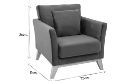 Miliboo Sessel skandinavisch Dunkelblau und Füße aus hellem Holz OSLO* Design-sessel|Sessel