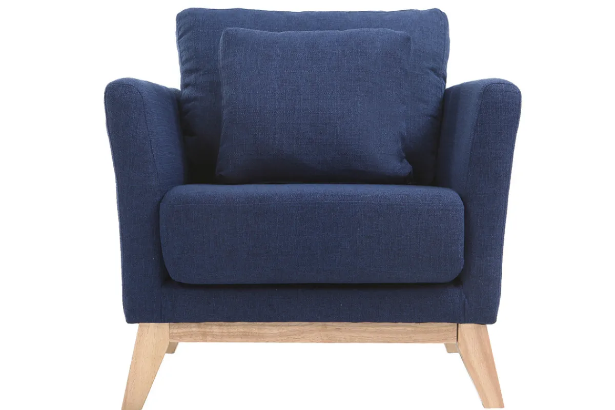 Miliboo Sessel skandinavisch Dunkelblau und Füße aus hellem Holz OSLO* Design-sessel|Sessel