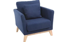 Miliboo Sessel skandinavisch Dunkelblau und Füße aus hellem Holz OSLO* Design-sessel|Sessel