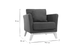 Miliboo Sessel skandinavisch Dunkelblau und Füße aus hellem Holz OSLO* Design-sessel|Sessel