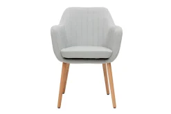 Miliboo Sessel skandinavisch Hellgrau und Füße aus Eichenholz ALEYNA* Design-sessel|Design-stühle