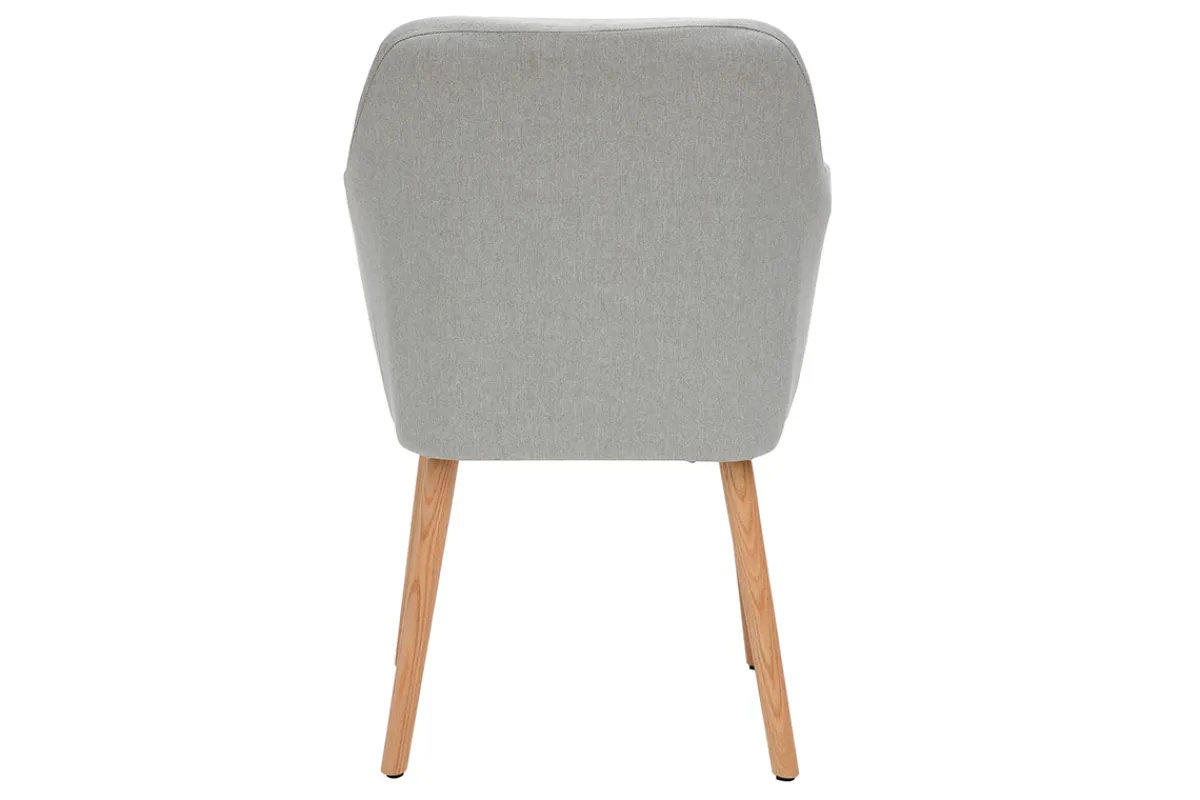 Miliboo Sessel skandinavisch Hellgrau und Füße aus Eichenholz ALEYNA* Design-sessel|Design-stühle