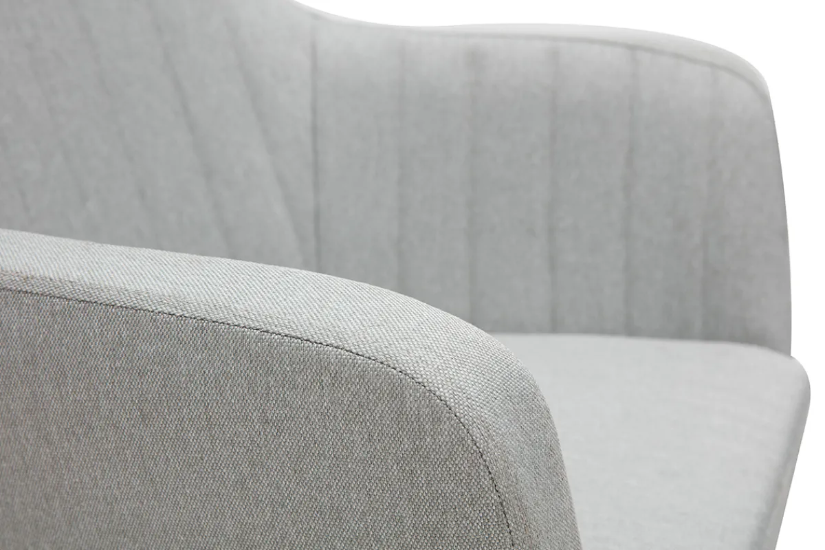 Miliboo Sessel skandinavisch Hellgrau und Füße aus Eichenholz ALEYNA* Design-sessel|Design-stühle