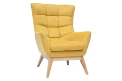 Miliboo Sessel Skandinavisch senfgelb aus Holz BRODY* Design-sessel|Sessel