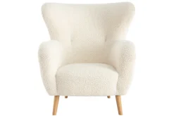 Miliboo Sessel weißer Stoffbezug mit Bouclé-Effekt KORO* Design-sessel|Sessel