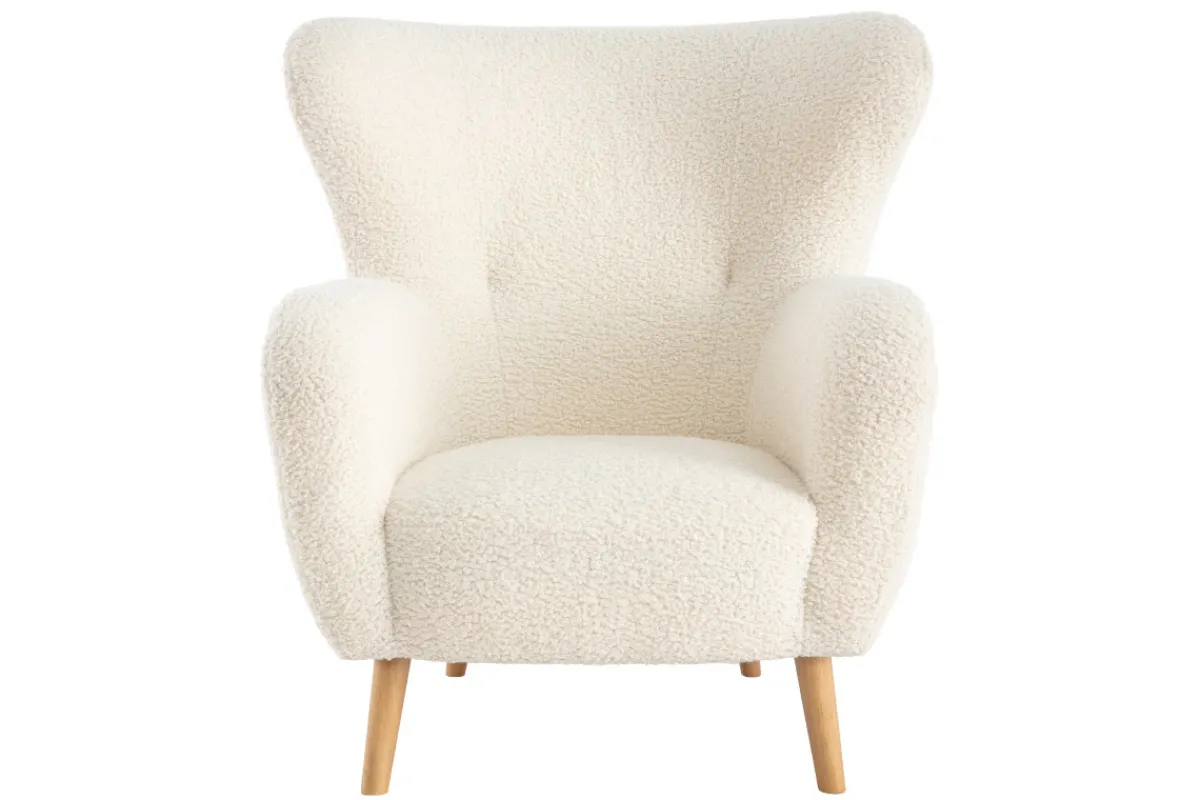Miliboo Sessel weißer Stoffbezug mit Bouclé-Effekt KORO* Design-sessel|Sessel