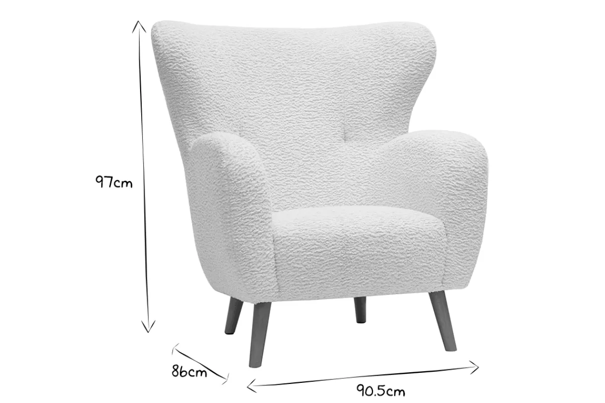 Miliboo Sessel weißer Stoffbezug mit Bouclé-Effekt KORO* Design-sessel|Sessel