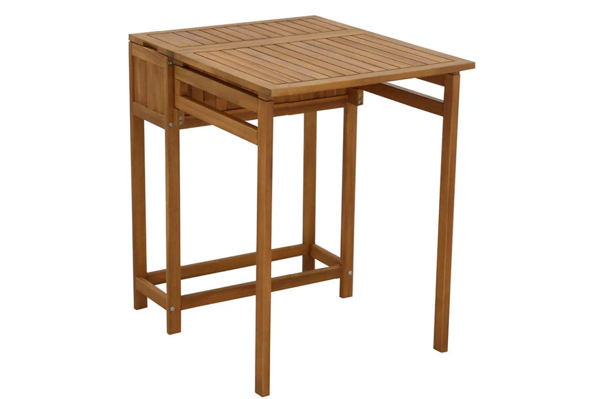 Miliboo Set aus 2 Klappstühlen und 1 klappbaren Balkontisch mit Stauraum aus Massivholz PRADO* Gartentische