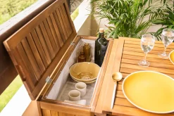 Miliboo Set aus 2 Klappstühlen und 1 klappbaren Balkontisch mit Stauraum aus Massivholz PRADO* Gartentische