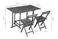 Miliboo Set mit einem ausziehbaren Tisch mit Stauraum und 4 Klappstühlen aus Massivholz CARMEN* Garten Lounge-möbel|Gartenstühle